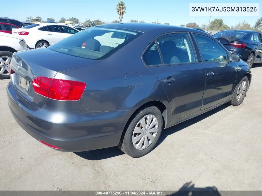 3VW1K7AJ5CM313526 2012 Volkswagen Jetta 2.0L S