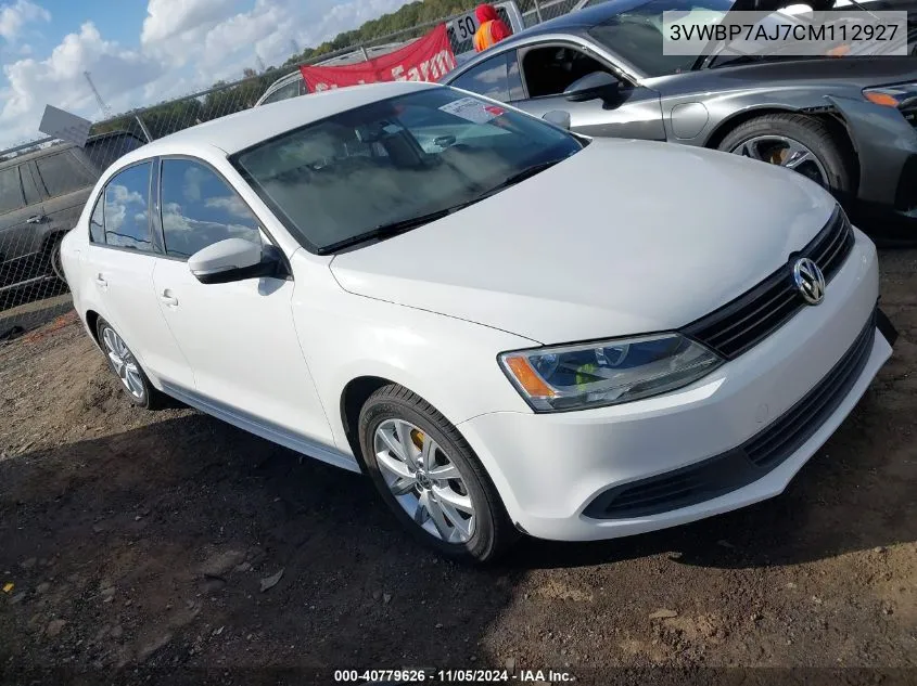 2012 Volkswagen Jetta 2.5L Se VIN: 3VWBP7AJ7CM112927 Lot: 40779626