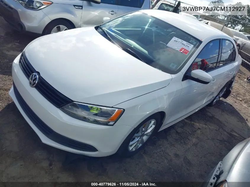 2012 Volkswagen Jetta 2.5L Se VIN: 3VWBP7AJ7CM112927 Lot: 40779626