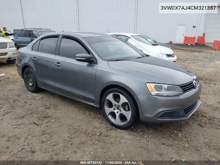 2012 Volkswagen Jetta 2.5L Se VIN: 3VWDX7AJ4CM321387 Lot: 40792742