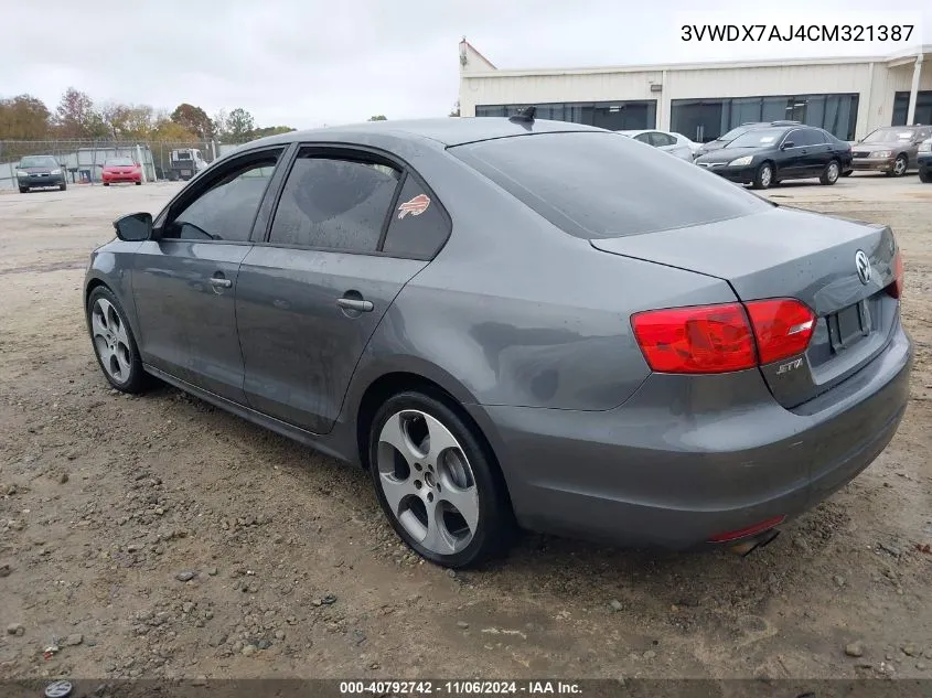 2012 Volkswagen Jetta 2.5L Se VIN: 3VWDX7AJ4CM321387 Lot: 40792742