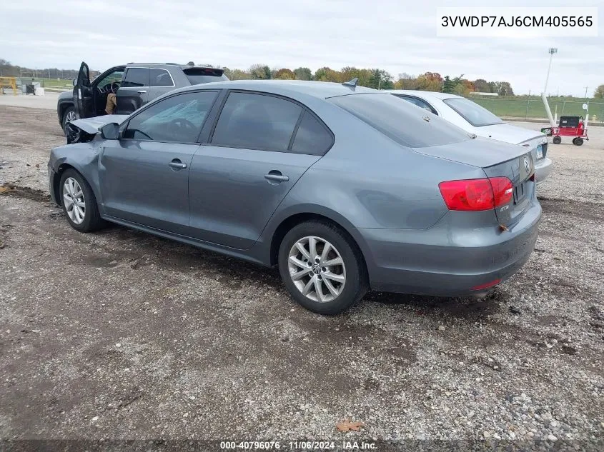 2012 Volkswagen Jetta 2.5L Se VIN: 3VWDP7AJ6CM405565 Lot: 40796076