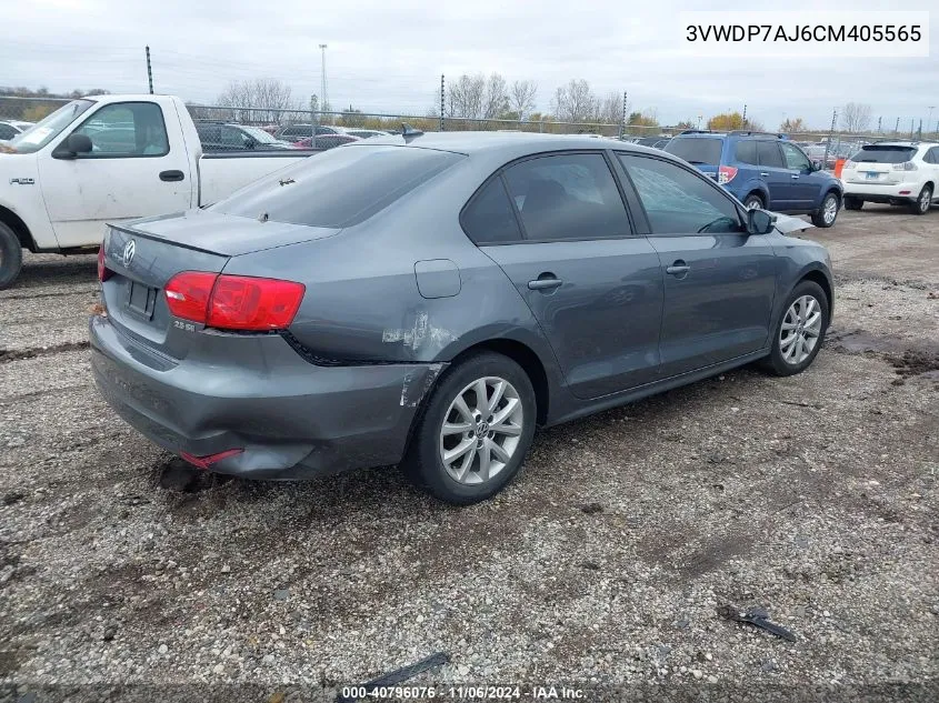 2012 Volkswagen Jetta 2.5L Se VIN: 3VWDP7AJ6CM405565 Lot: 40796076