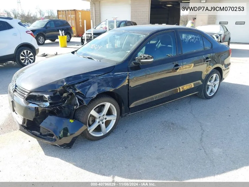 2012 Volkswagen Jetta 2.5L Se VIN: 3VWDP7AJ9CM070253 Lot: 40796829