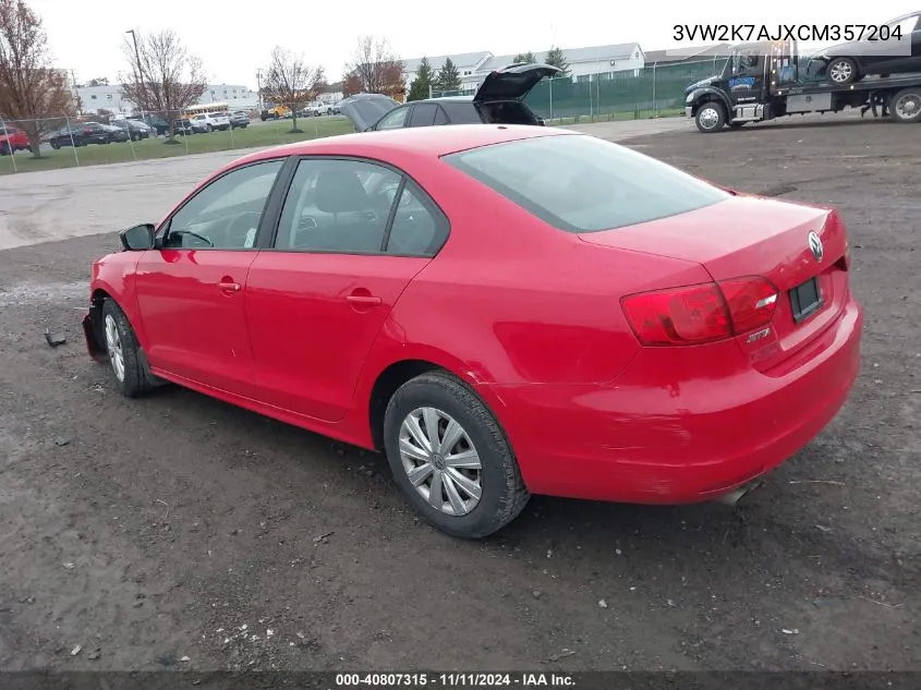 2012 Volkswagen Jetta 2.0L S VIN: 3VW2K7AJXCM357204 Lot: 40807315