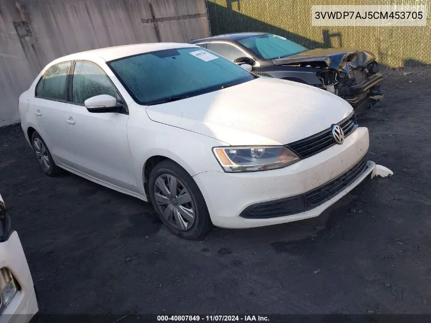 2012 Volkswagen Jetta 2.5L Se VIN: 3VWDP7AJ5CM453705 Lot: 40807849