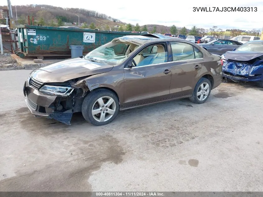 2012 Volkswagen Jetta 2.0L Tdi VIN: 3VWLL7AJ3CM403313 Lot: 40811304