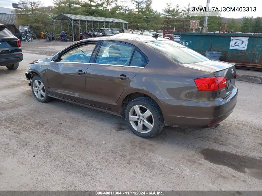 2012 Volkswagen Jetta 2.0L Tdi VIN: 3VWLL7AJ3CM403313 Lot: 40811304