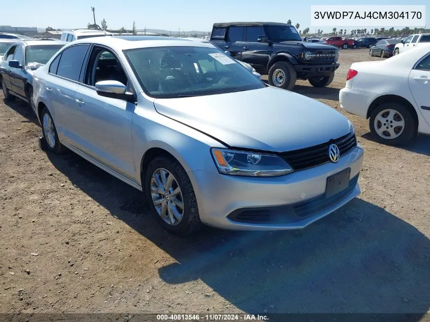 2012 Volkswagen Jetta 2.5L Se VIN: 3VWDP7AJ4CM304170 Lot: 40813546