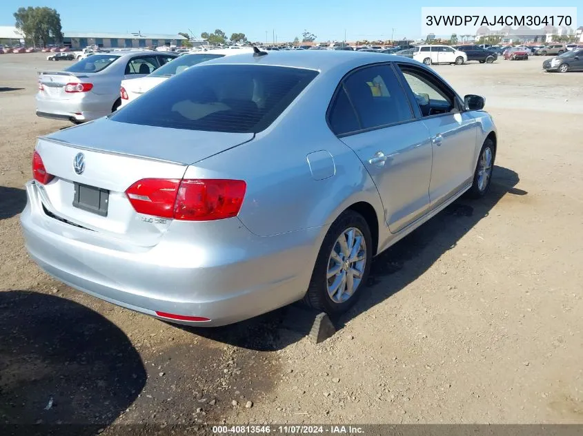 2012 Volkswagen Jetta 2.5L Se VIN: 3VWDP7AJ4CM304170 Lot: 40813546