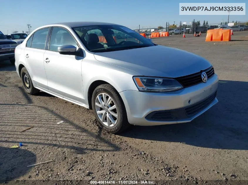 2012 Volkswagen Jetta 2.5L Se VIN: 3VWDP7AJ9CM333356 Lot: 40814416