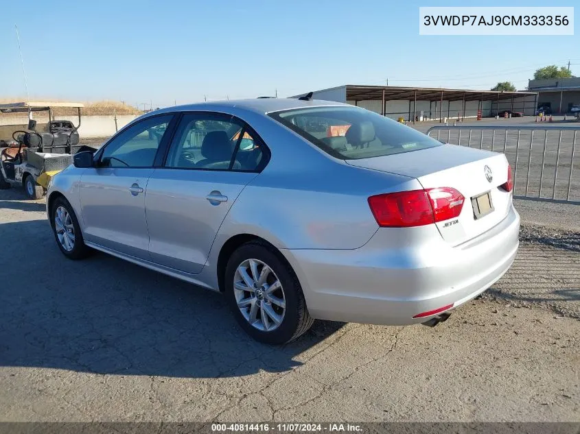 2012 Volkswagen Jetta 2.5L Se VIN: 3VWDP7AJ9CM333356 Lot: 40814416