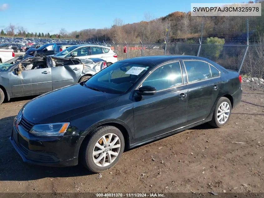 2012 Volkswagen Jetta 2.5L Se VIN: 3VWDP7AJ3CM325978 Lot: 40831370