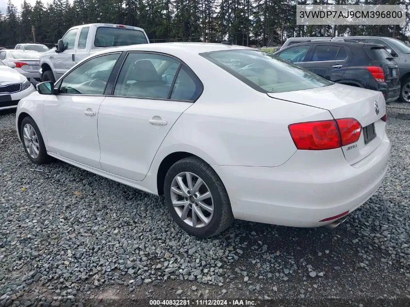 2012 Volkswagen Jetta 2.5L Se VIN: 3VWDP7AJ9CM396800 Lot: 40832281