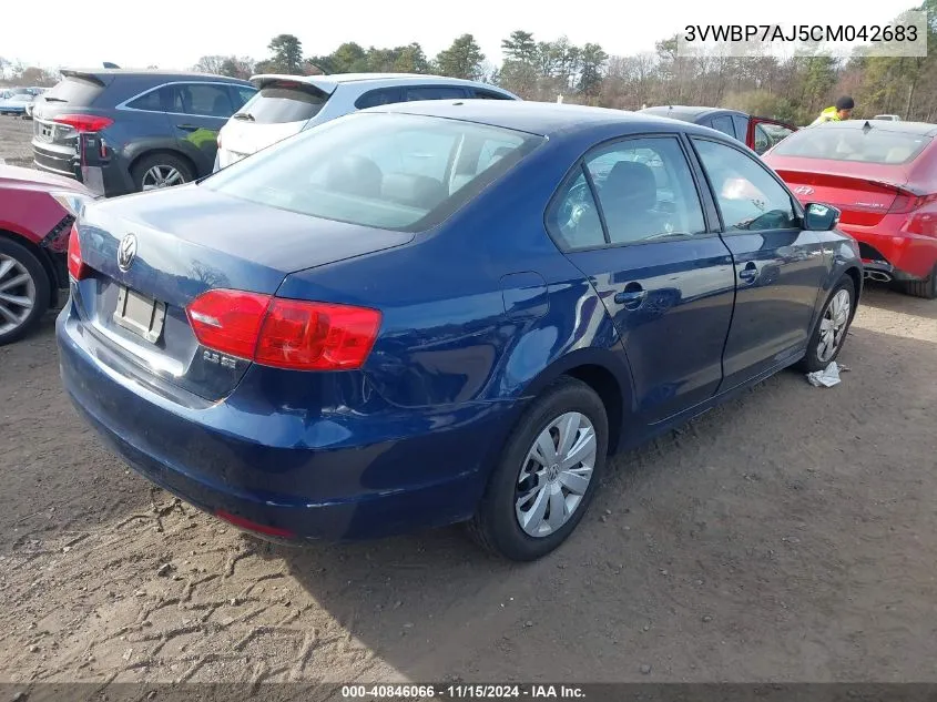 2012 Volkswagen Jetta 2.5L Se VIN: 3VWBP7AJ5CM042683 Lot: 40846066