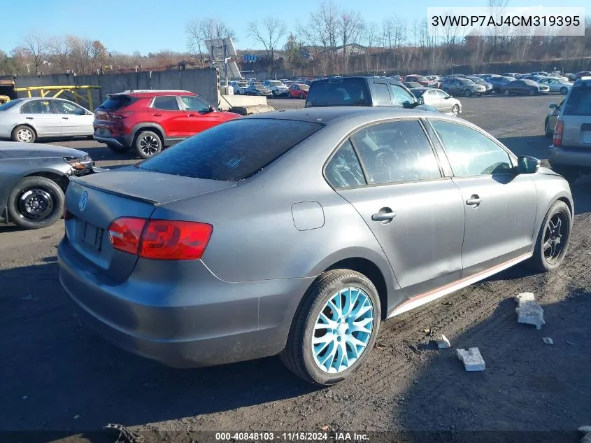 2012 Volkswagen Jetta 2.5L Se VIN: 3VWDP7AJ4CM319395 Lot: 40848103