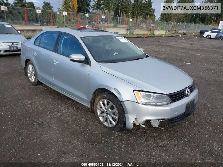 2012 Volkswagen Jetta 2.5L Se VIN: 3VWDP7AJXCM356371 Lot: 40850102