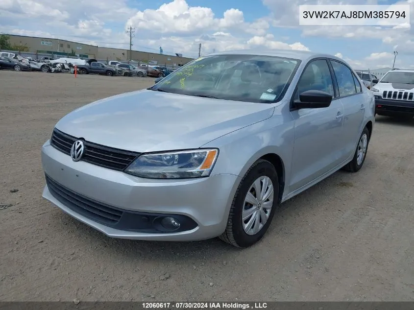 2013 Volkswagen Jetta Sedan VIN: 3VW2K7AJ8DM385794 Lot: 12060617