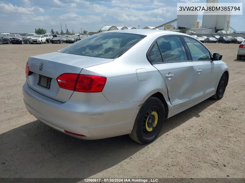 2013 Volkswagen Jetta Sedan VIN: 3VW2K7AJ8DM385794 Lot: 12060617