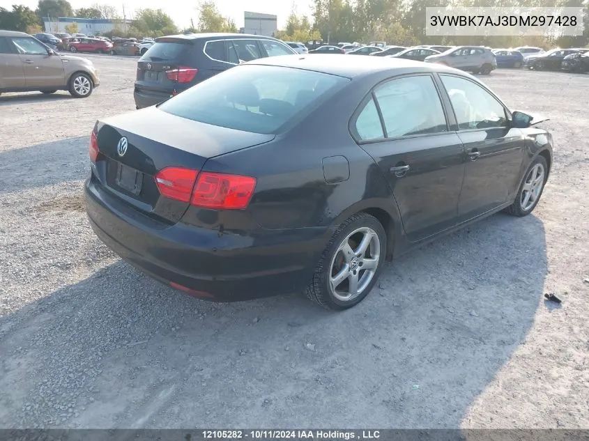 2013 Volkswagen Jetta VIN: 3VWBK7AJ3DM297428 Lot: 12105282