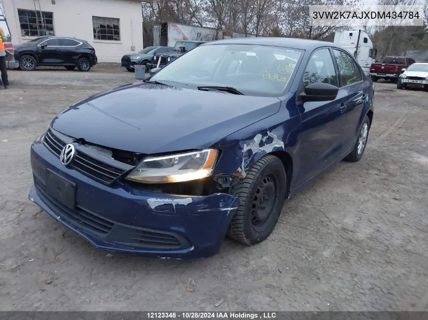 2013 Volkswagen Jetta Sedan VIN: 3VW2K7AJXDM434784 Lot: 12123348