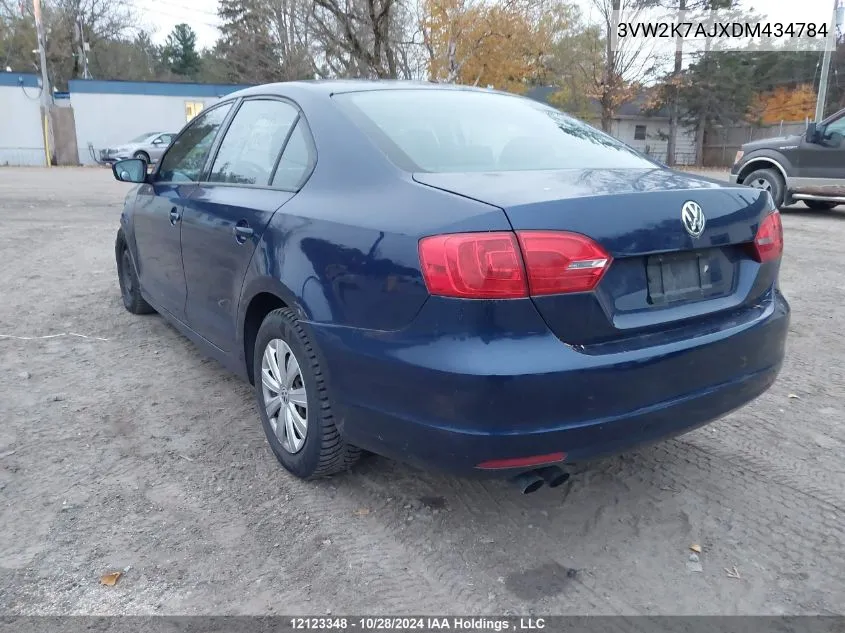 2013 Volkswagen Jetta Sedan VIN: 3VW2K7AJXDM434784 Lot: 12123348