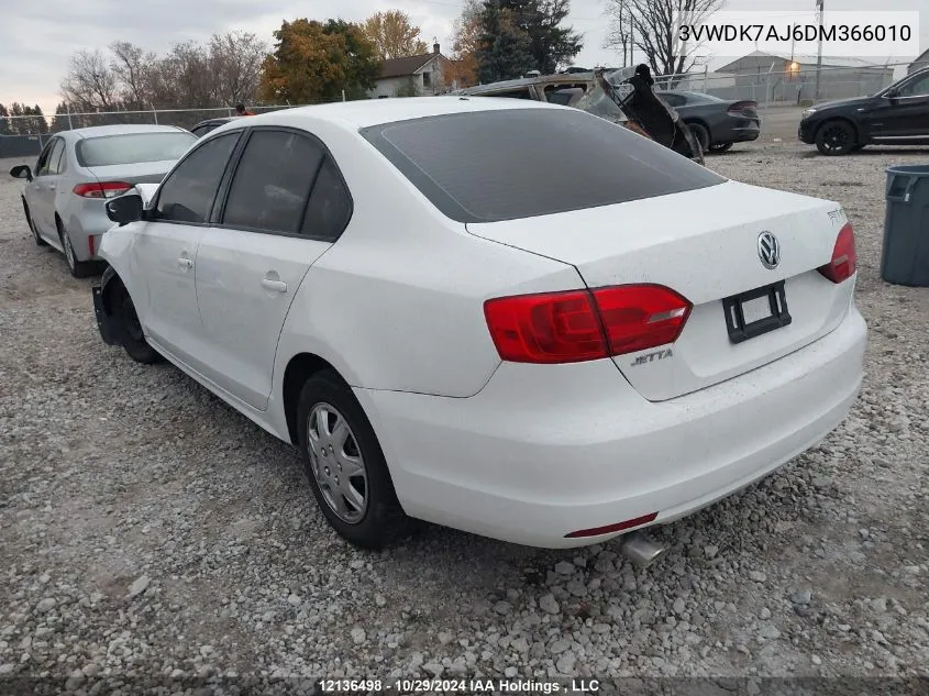 2013 Volkswagen Jetta Sedan VIN: 3VWDK7AJ6DM366010 Lot: 12136498