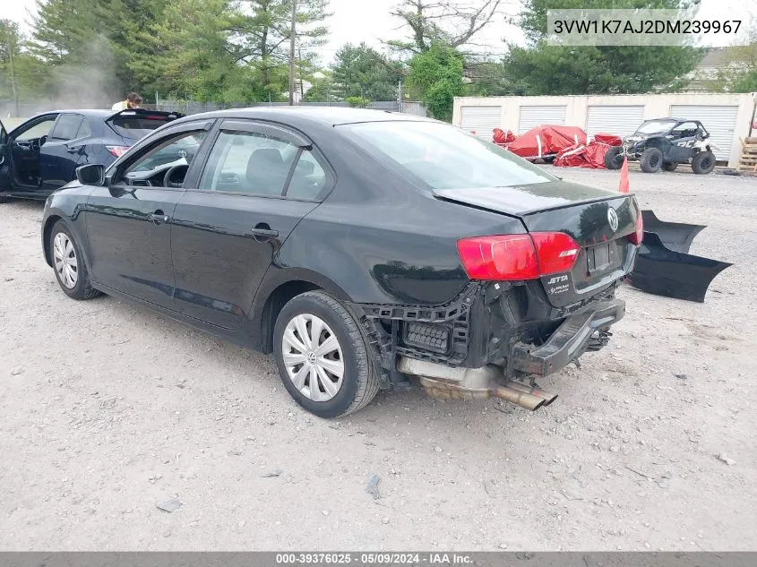 2013 Volkswagen Jetta 2.0L S VIN: 3VW1K7AJ2DM239967 Lot: 39376025