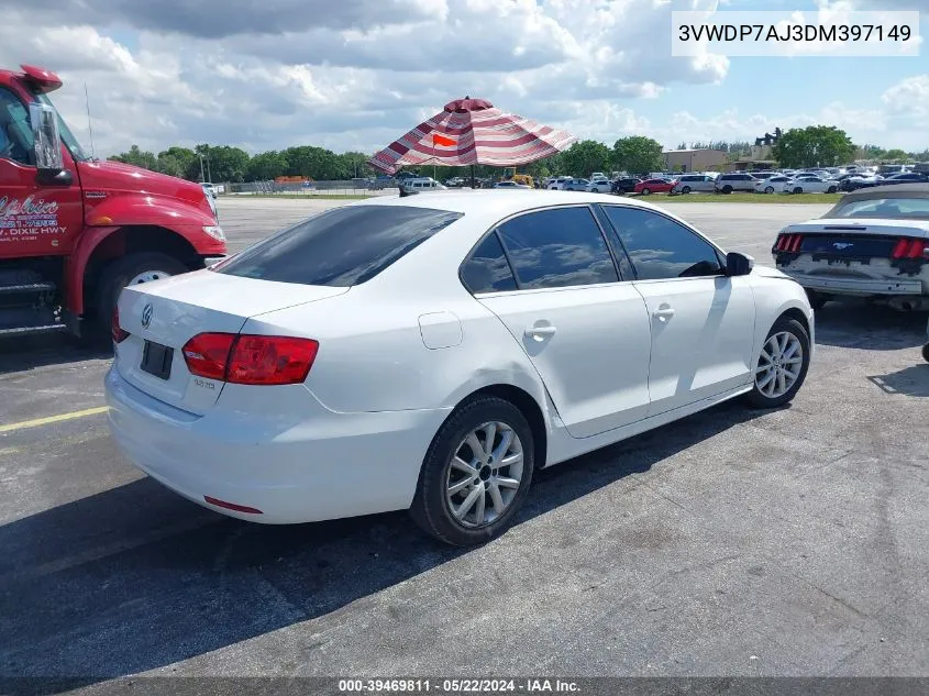 2013 Volkswagen Jetta 2.5L Se VIN: 3VWDP7AJ3DM397149 Lot: 39469811