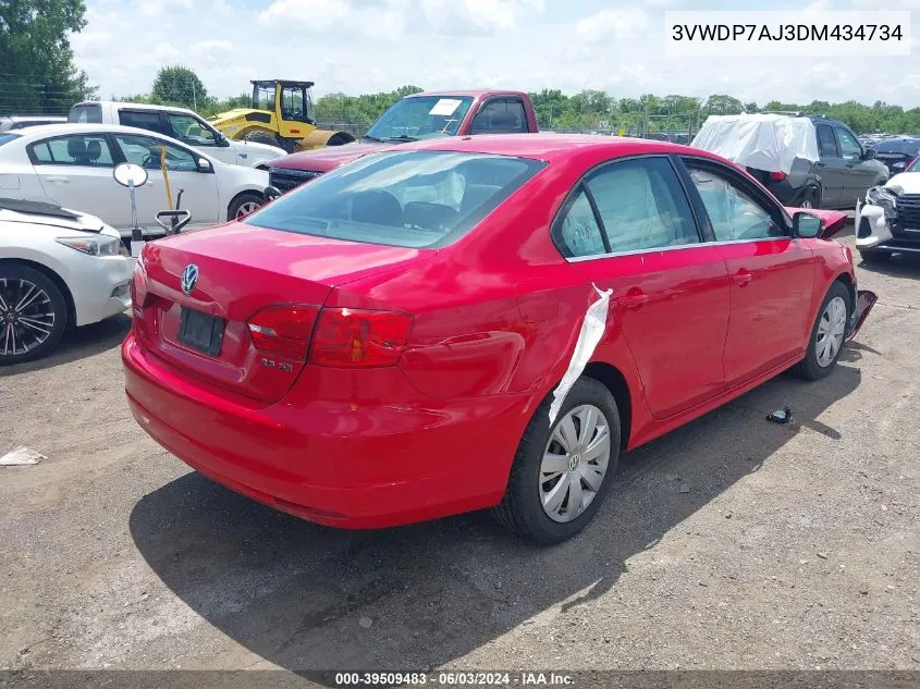 3VWDP7AJ3DM434734 2013 Volkswagen Jetta 2.5L Se