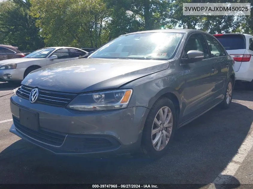 2013 Volkswagen Jetta 2.5L Se VIN: 3VWDP7AJXDM450025 Lot: 39747965