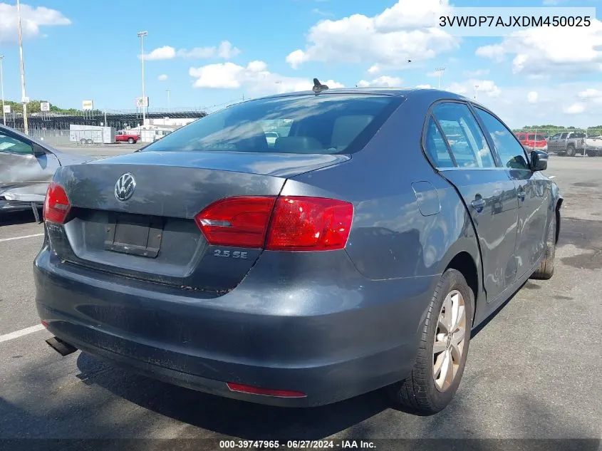 2013 Volkswagen Jetta 2.5L Se VIN: 3VWDP7AJXDM450025 Lot: 39747965