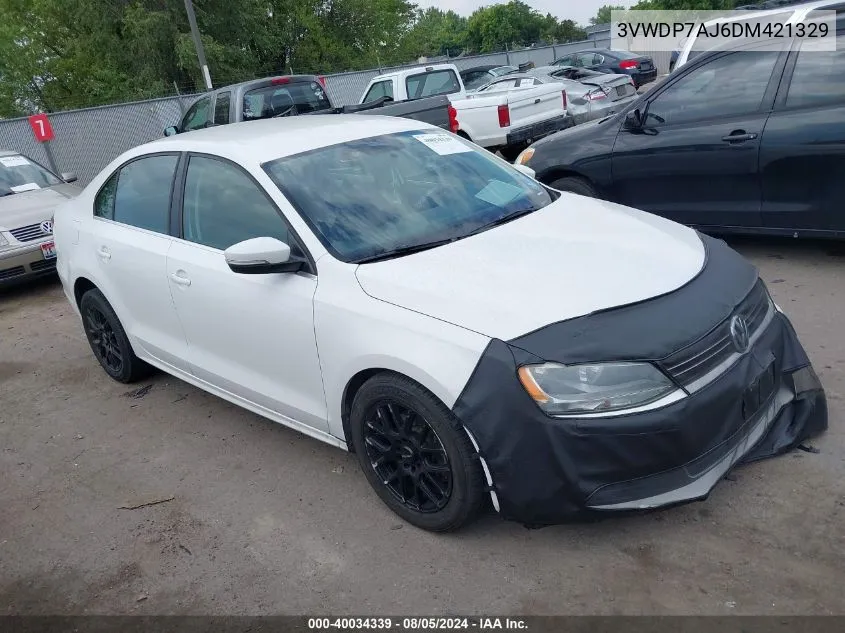 2013 Volkswagen Jetta 2.5L Se VIN: 3VWDP7AJ6DM421329 Lot: 40034339