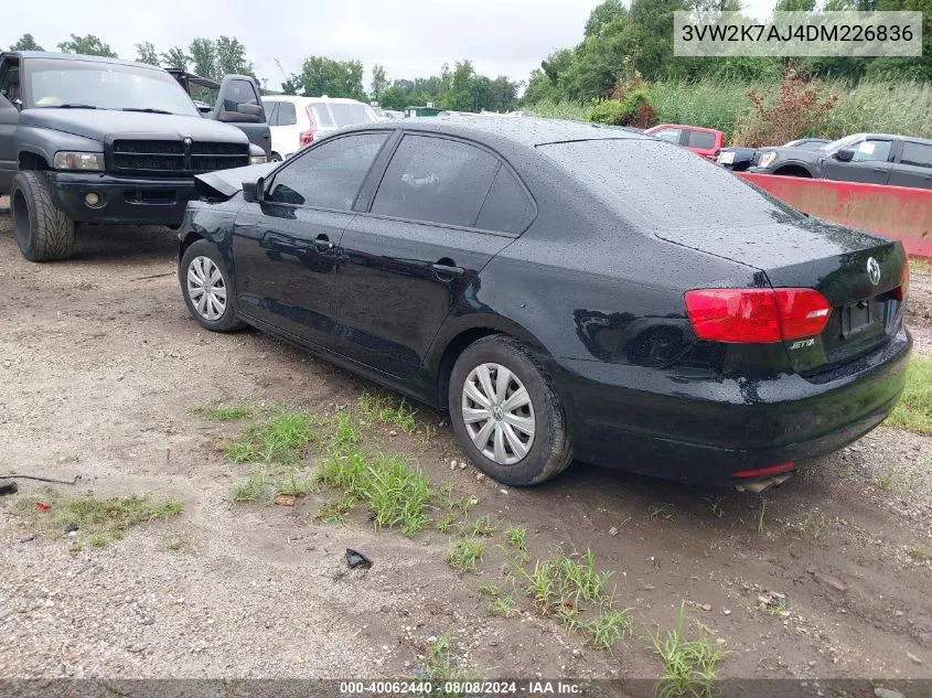 2013 Volkswagen Jetta 2.0L S VIN: 3VW2K7AJ4DM226836 Lot: 40062440