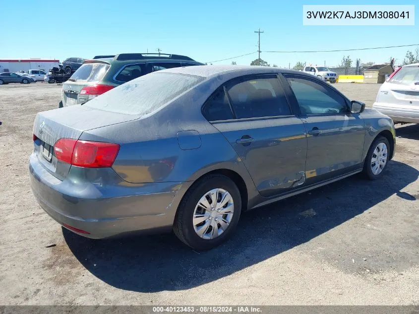 2013 Volkswagen Jetta 2.0L S VIN: 3VW2K7AJ3DM308041 Lot: 40123453