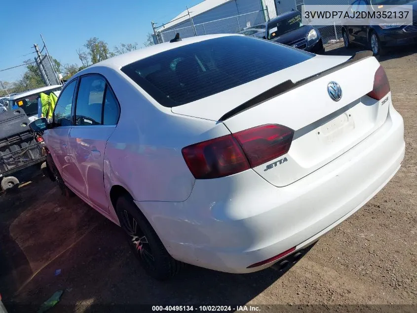 3VWDP7AJ2DM352137 2013 Volkswagen Jetta 2.5L Se