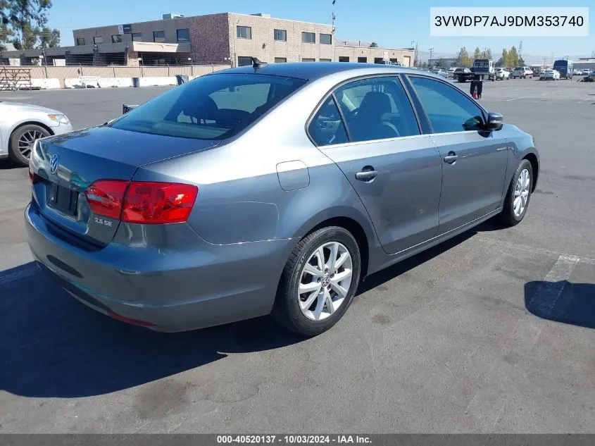 2013 Volkswagen Jetta 2.5L Se VIN: 3VWDP7AJ9DM353740 Lot: 40520137