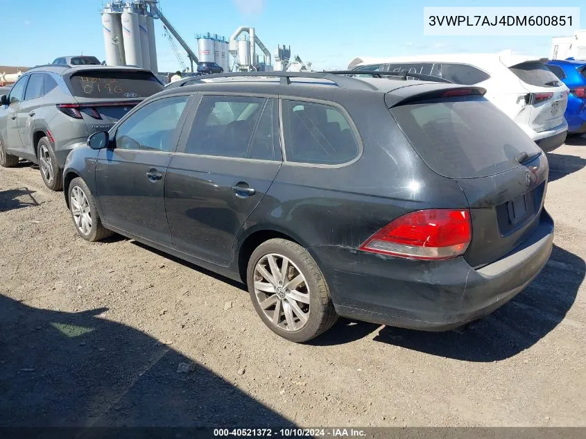 2013 Volkswagen Jetta Sportwagen 2.0L Tdi VIN: 3VWPL7AJ4DM600851 Lot: 40521372