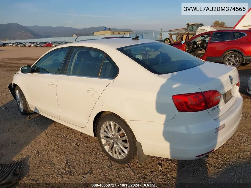 2013 Volkswagen Jetta 2.0L Tdi VIN: 3VWLL7AJ2DM374565 Lot: 40559727