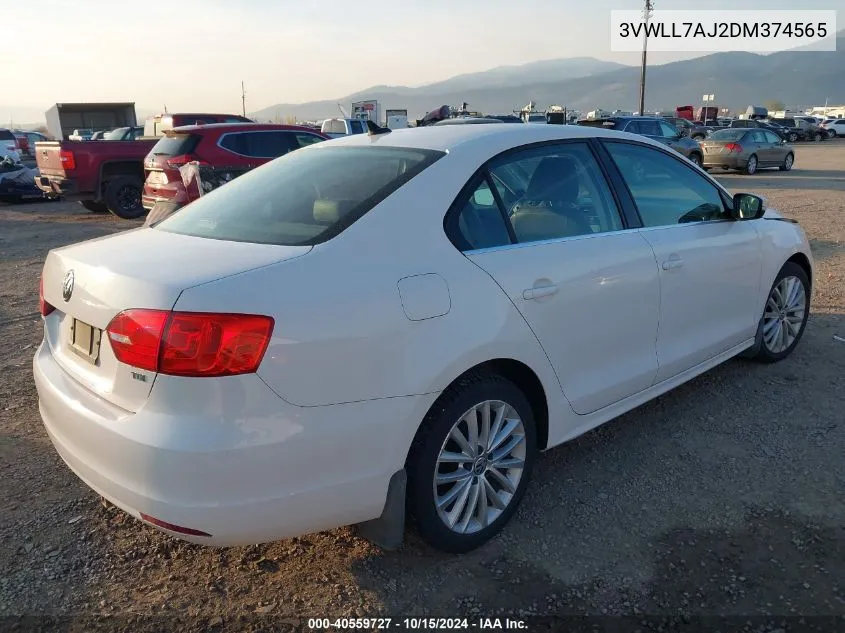 2013 Volkswagen Jetta 2.0L Tdi VIN: 3VWLL7AJ2DM374565 Lot: 40559727