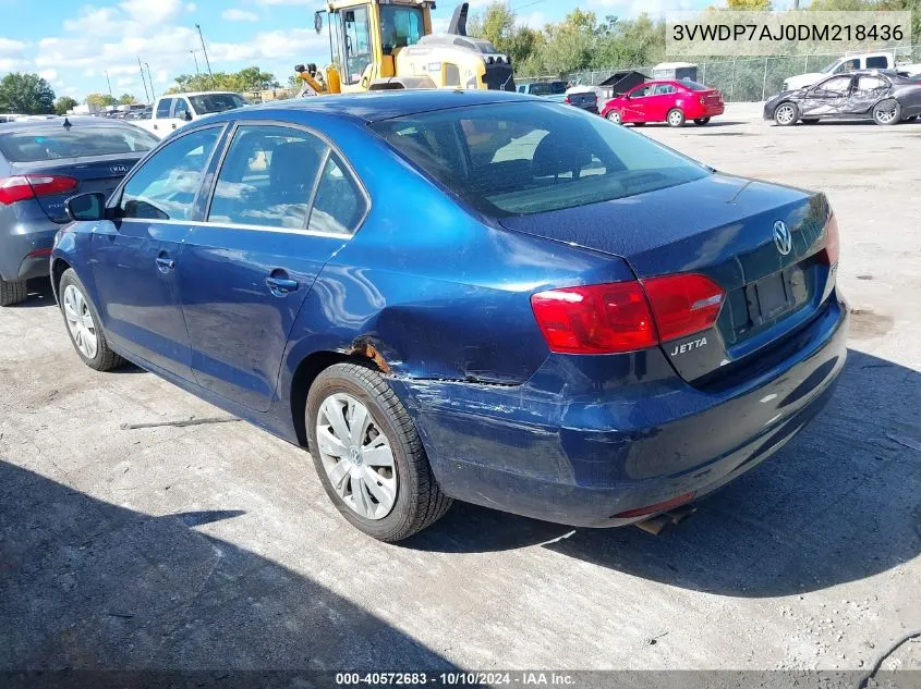 3VWDP7AJ0DM218436 2013 Volkswagen Jetta 2.5L Se