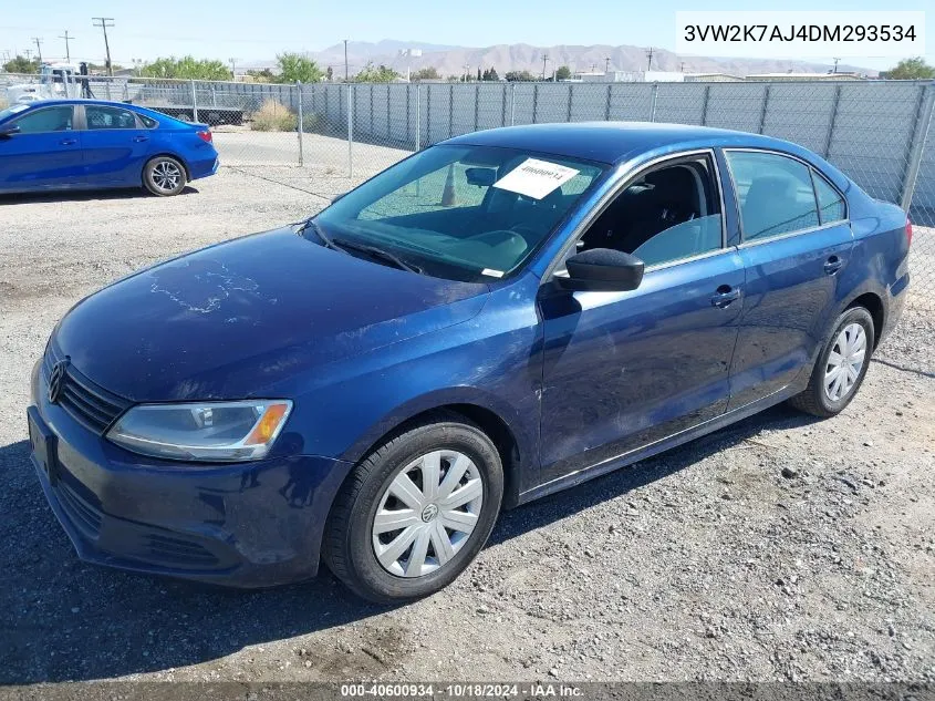 2013 Volkswagen Jetta 2.0L S VIN: 3VW2K7AJ4DM293534 Lot: 40600934