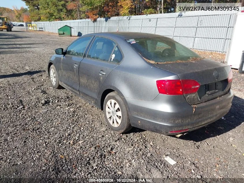 2013 Volkswagen Jetta 2.0L S VIN: 3VW2K7AJ6DM309345 Lot: 40650828