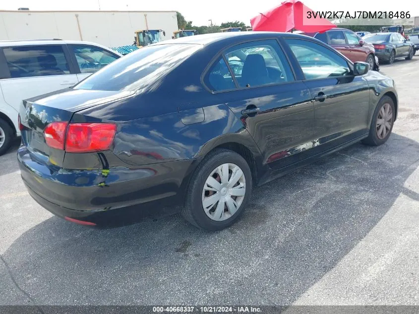 2013 Volkswagen Jetta 2.0L S VIN: 3VW2K7AJ7DM218486 Lot: 40668337