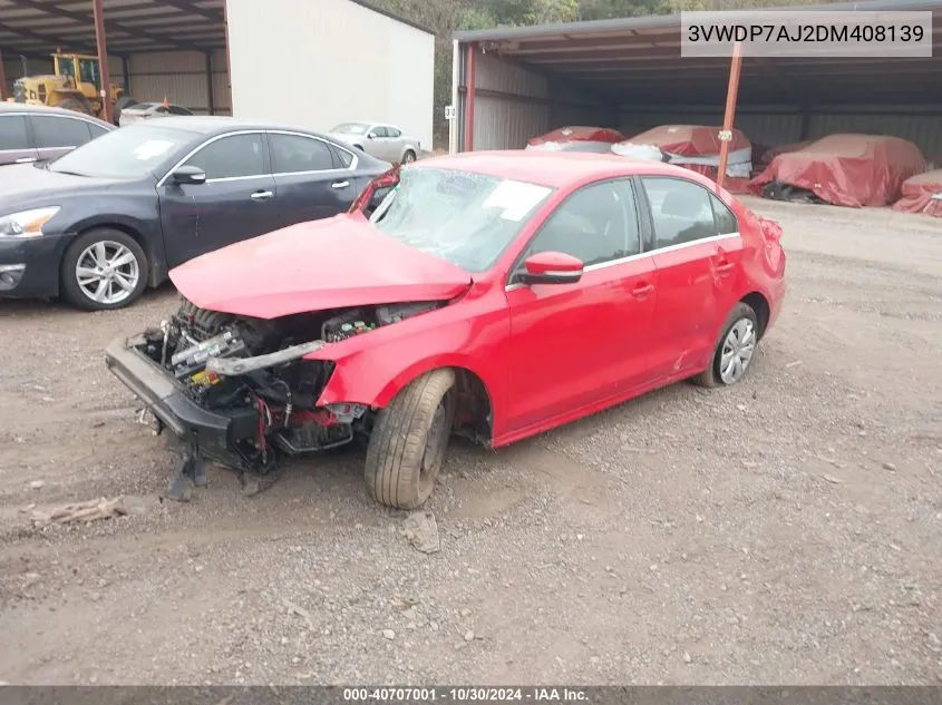 2013 Volkswagen Jetta 2.5L Se VIN: 3VWDP7AJ2DM408139 Lot: 40707001