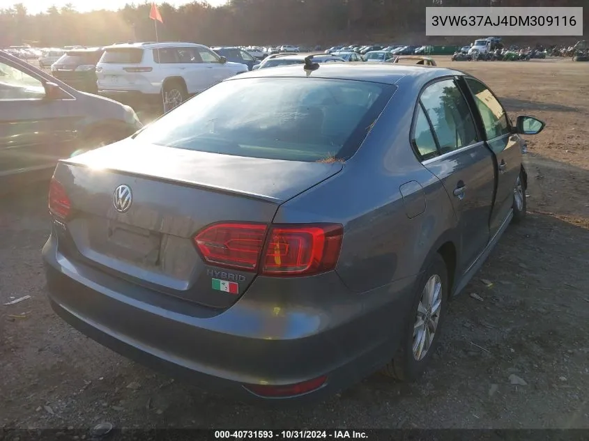 2013 Volkswagen Jetta Hybrid Se VIN: 3VW637AJ4DM309116 Lot: 40731593