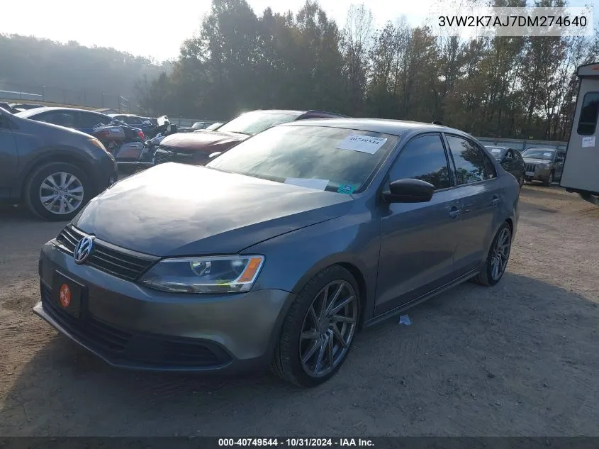 2013 Volkswagen Jetta 2.0L S VIN: 3VW2K7AJ7DM274640 Lot: 40749544