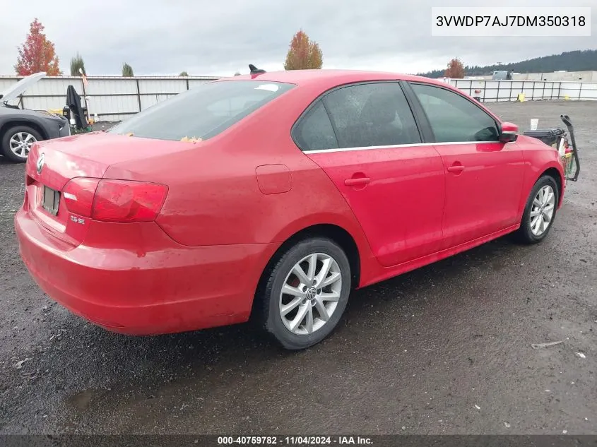 2013 Volkswagen Jetta Se W/Convenience/Sunroof VIN: 3VWDP7AJ7DM350318 Lot: 40759782