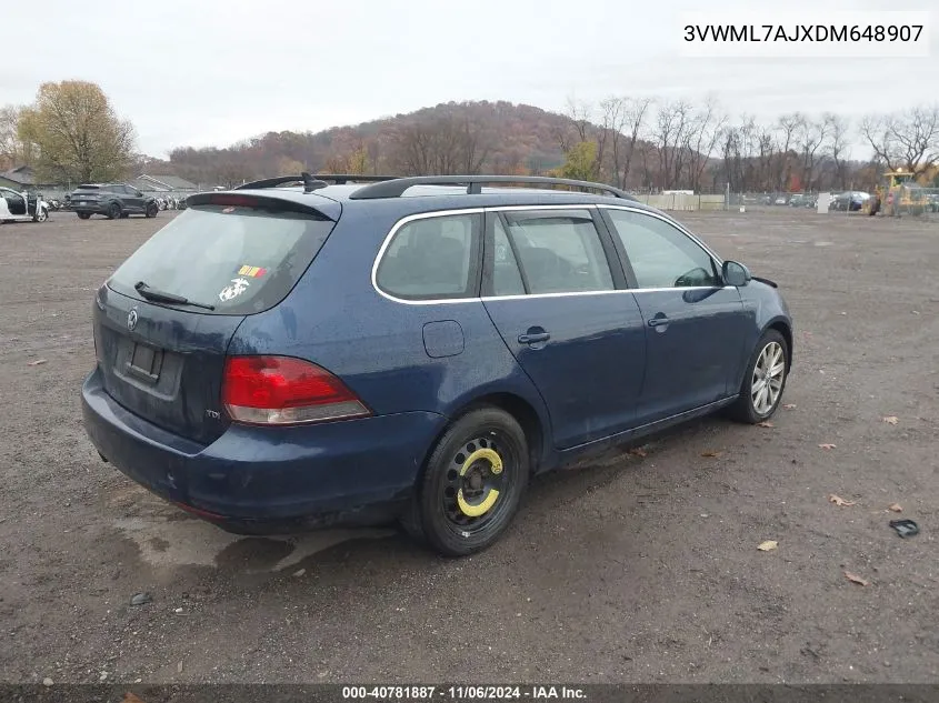 2013 Volkswagen Jetta Sportwagen 2.0L Tdi VIN: 3VWML7AJXDM648907 Lot: 40781887