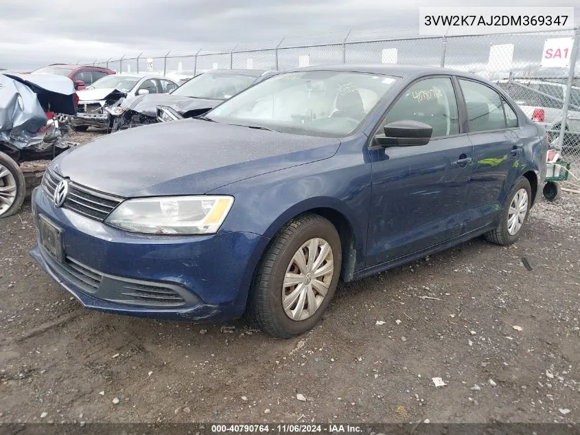 2013 Volkswagen Jetta 2.0L S VIN: 3VW2K7AJ2DM369347 Lot: 40790764